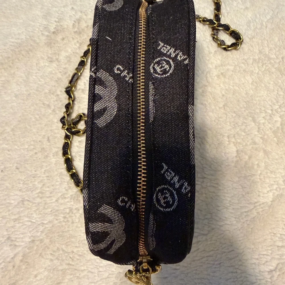 CHANEL Black Denim Makeup Bag Chain Crossbody Bag Limited VIP Gift Japan - Picture 7 of 7
